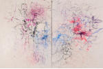 Libris | Natis; pigment, ink & wax on panels; 24" x 36" overall